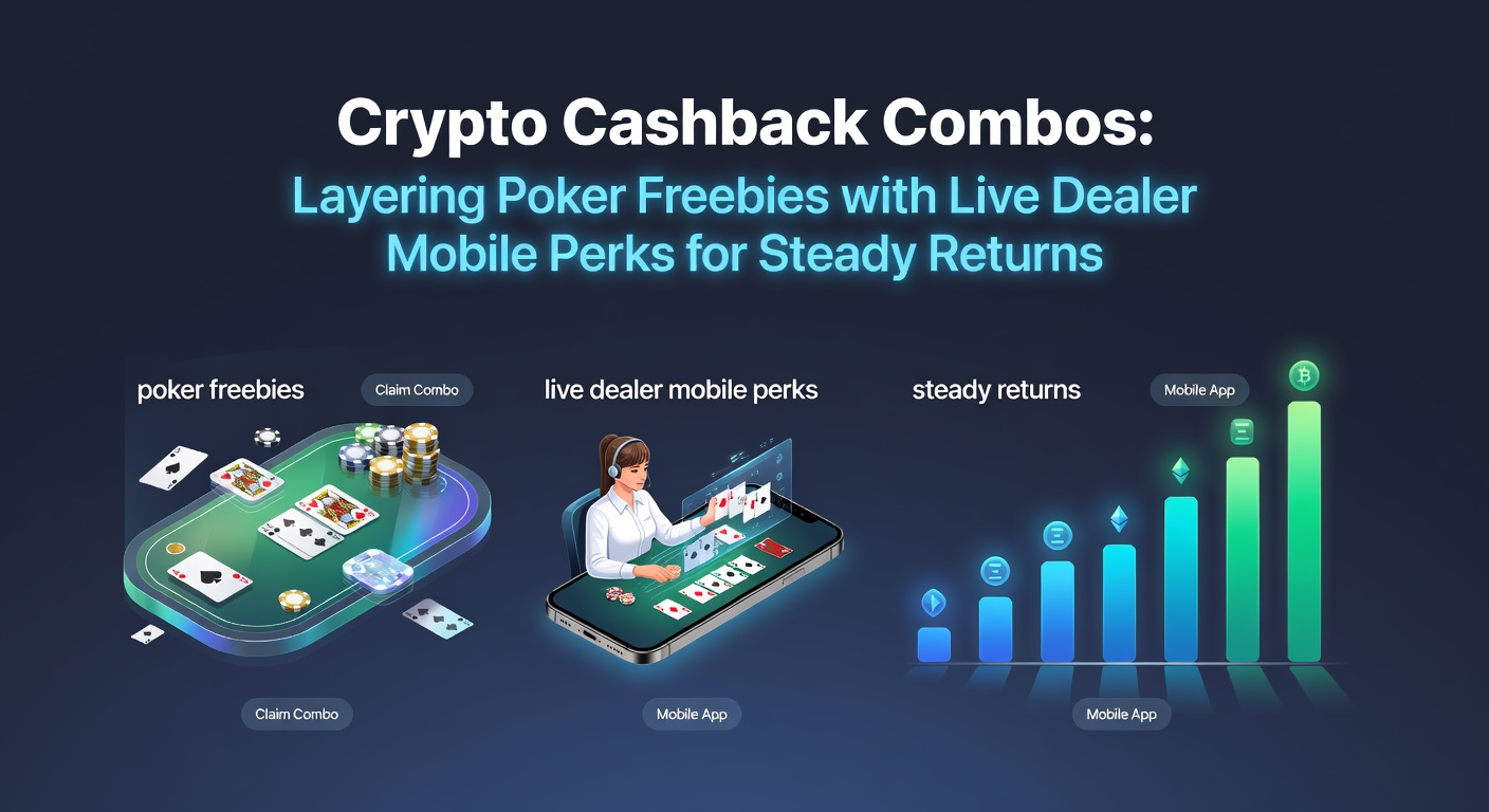 Illustration von Poker-Turnieren, Live-Dealer-Tischen auf Mobilgeräten und Crypto-Symbolen in einer Rendite-Kurve